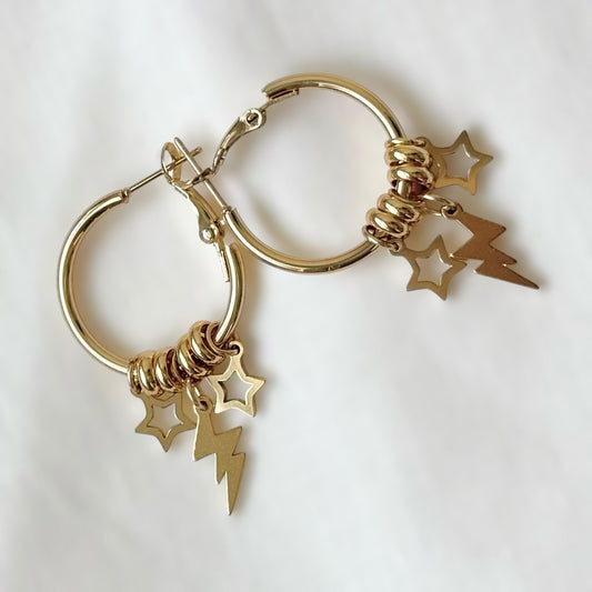 Pendiente rayos y estrellas